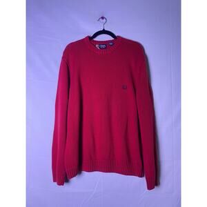 Chaps Logo Red Knit Crewneck Pullover Sweater Men's Size 2XL Long Sleeve